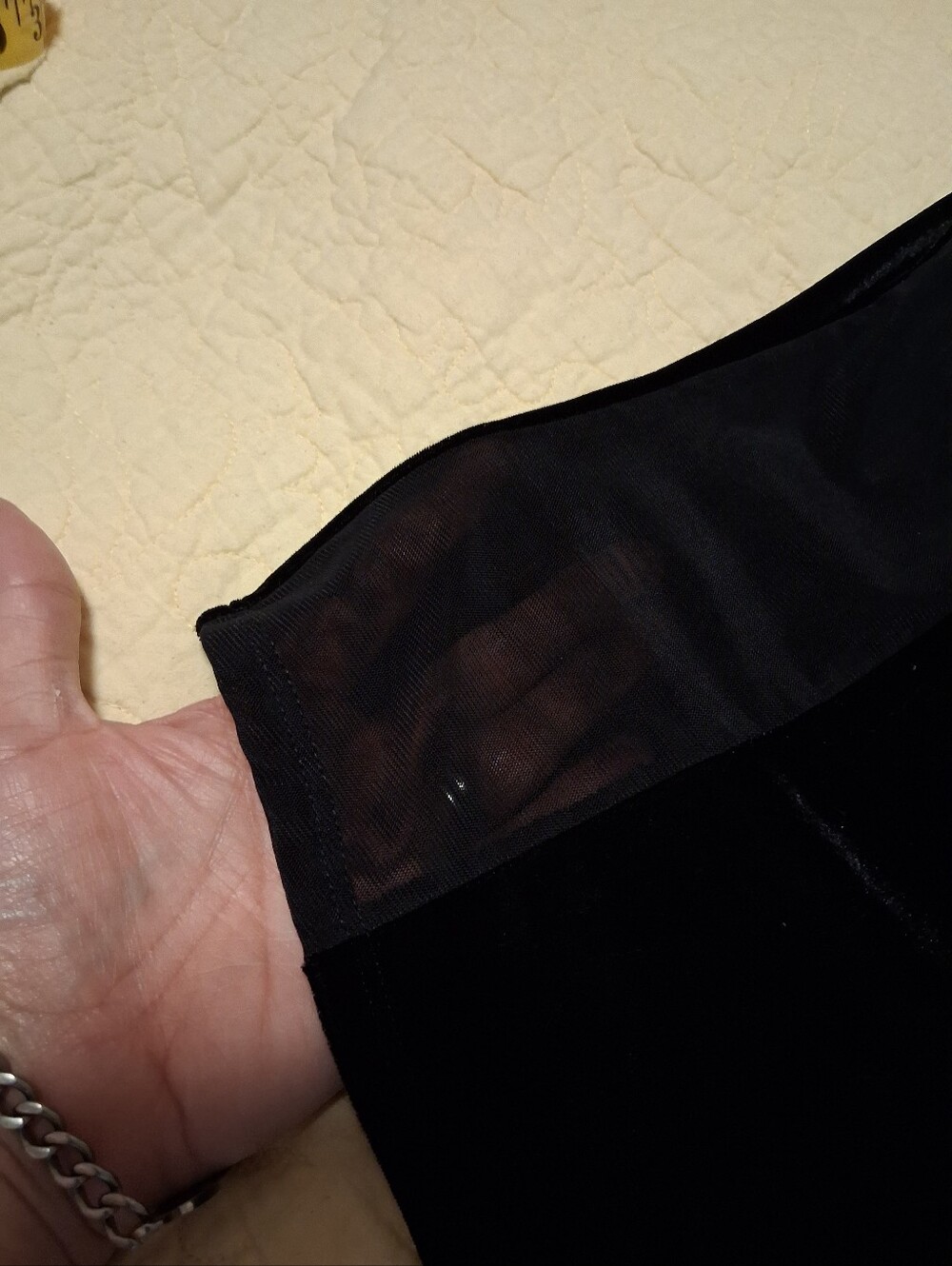 Venezia Women's Black Lace & Velvet Panel Tank Top - Picture 6 of 8